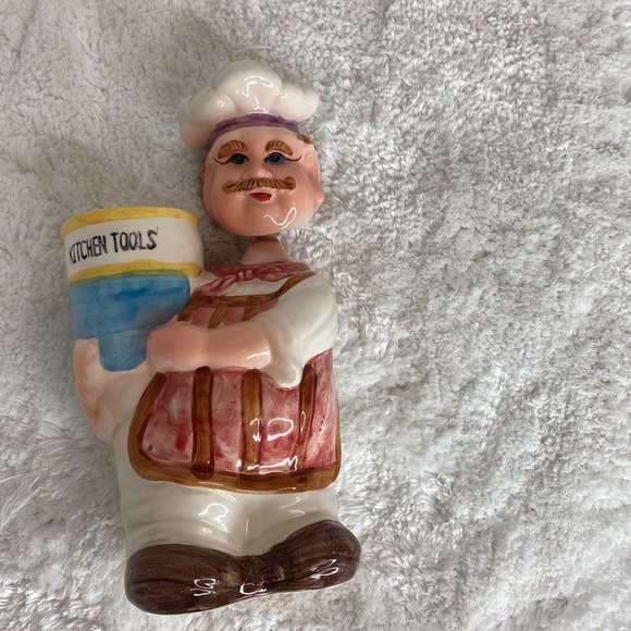Vintage Ceramic Cheerful Chef Baker Utensil Holder Bobble Head, Kitchen Tools - Picture 6 of 10